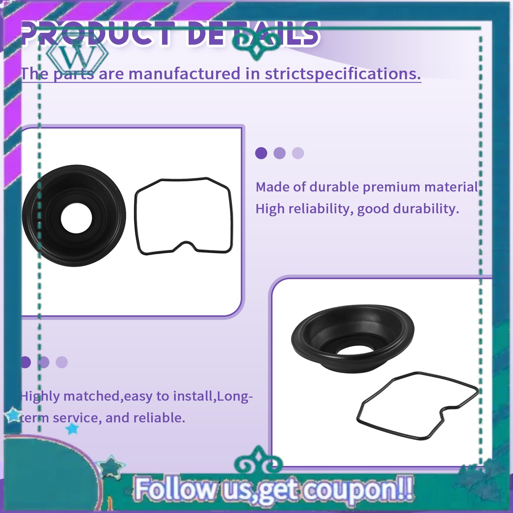 AA92-Motorcycle Carburetor Repair Kit Motorcycle Carburetor Piston Float Gasket Kit For Kawasaki ER500 ER5 1998-2005 black  gold