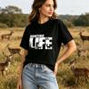 Hunting Lover Gift Tshirt Hunting Life Silhouette Deer Dog Duck Print Short Sleeve Top Outdoor Country Hunter Casual Tee