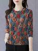 2025 Spring/Autumn Long-Sleeve Round Neck Slimming T-shirt for Moms