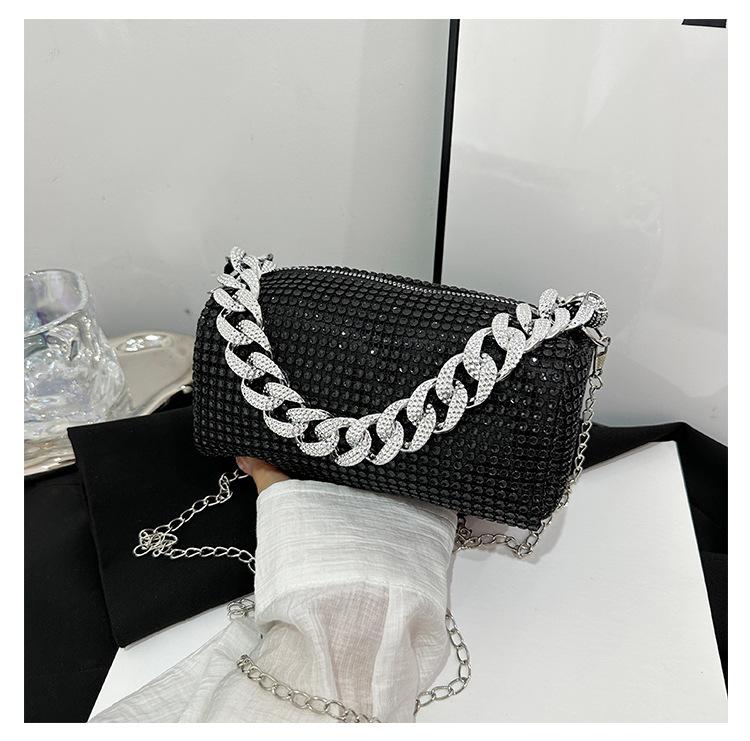 Spring and summer small bags women's bags 2025 new trend personalized colored diamond pillow bag chain shoulder bag personalized messenger bag