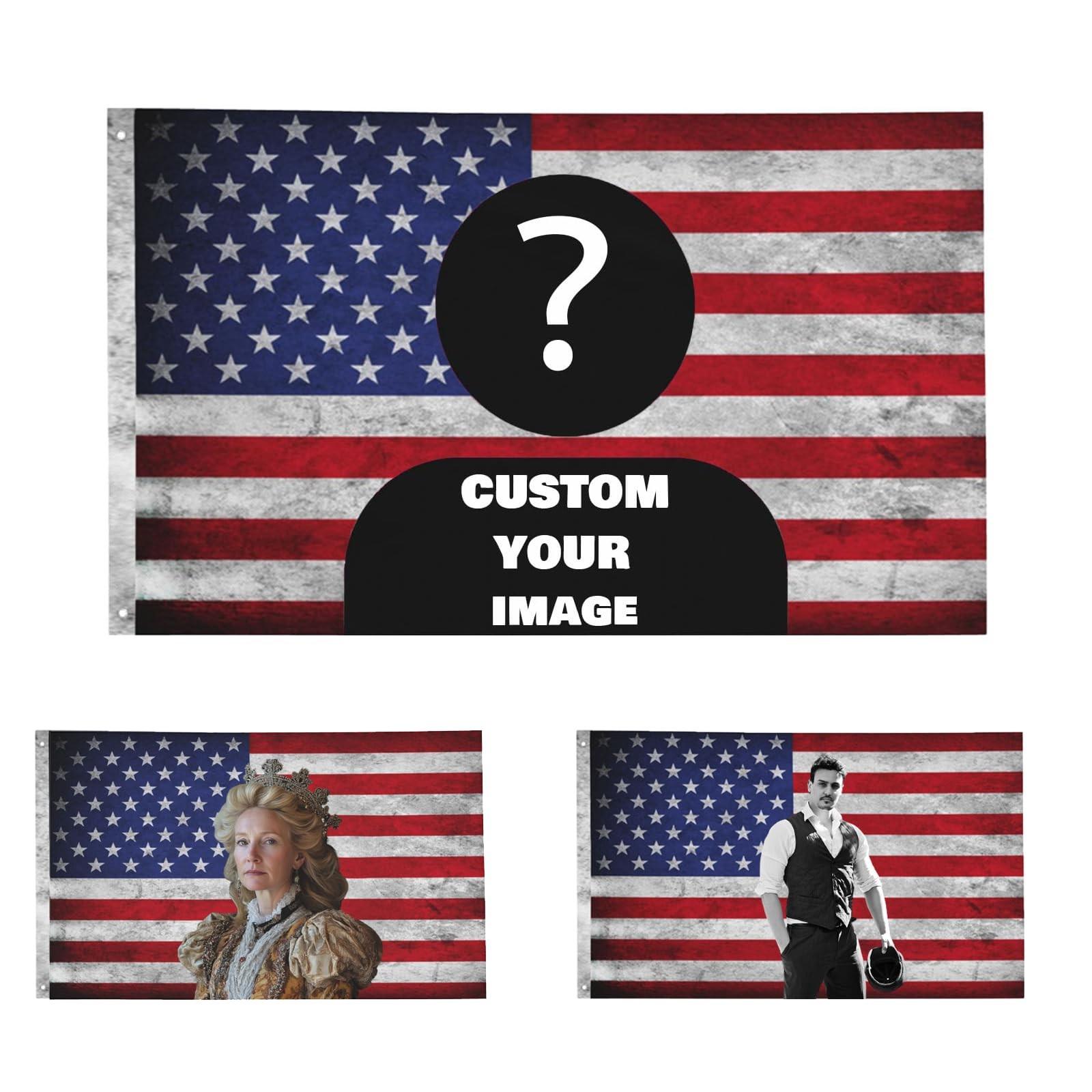 

Персонализированный флаг Пользовательский американский флаг 4x6 футов Дизайн вашего изображения Веселый гобелен Постер для украшения общежития, гостиной, спальни One Size