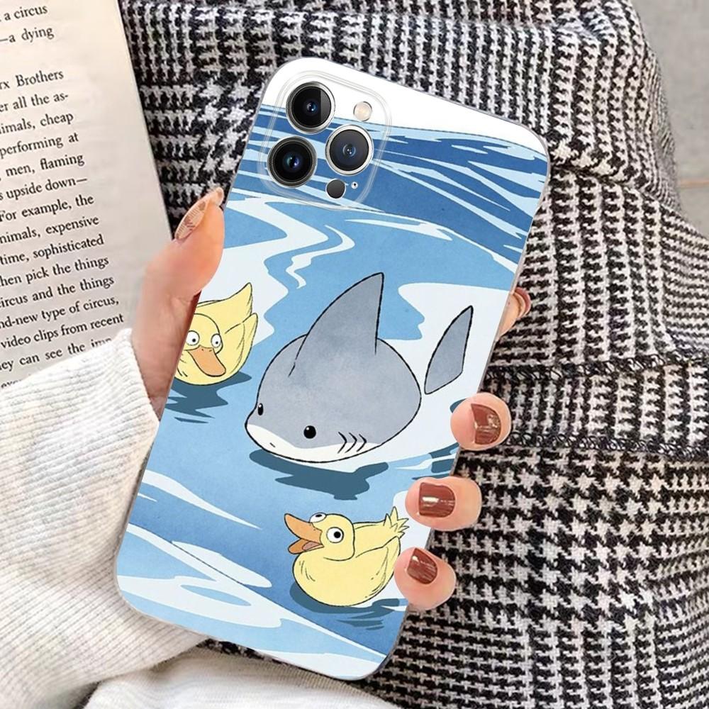 kawaii shark Phone Case For iPhone 15 14 11 12 13 Mini Pro XS Max Cover 6 7 8 Plus X XR SE 2020 Funda Shell