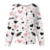 Women's Casual Fashion Long Sleeve Standing Collar Single Breasted Valentine's Day Print Workwear Jacket Tops