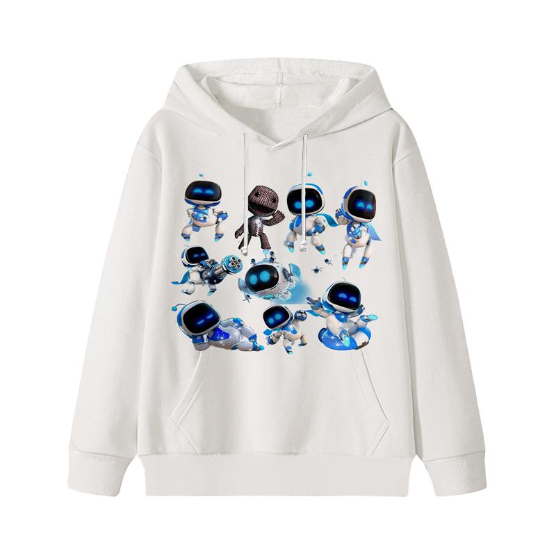 Astro Bot Hoodies Baby Unisex Cartoon Print Long Sleeve Tops Astronaut Toddler Boys Girls Casual Sweatshirts Outfits