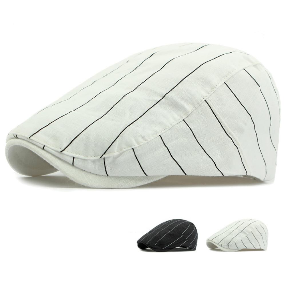 Freedom Outdoors Men's Black Ht4691 Beret Cap Spring Summer Hats For Wo Vintage Artist Striped Beret Hat Adjustable Ivy Flat Cap Fe Berets 55-59Cm