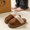 Cotton slippers women's winter home indoor thick bottom non-slip piled thickened simple plush warm confinement slippers