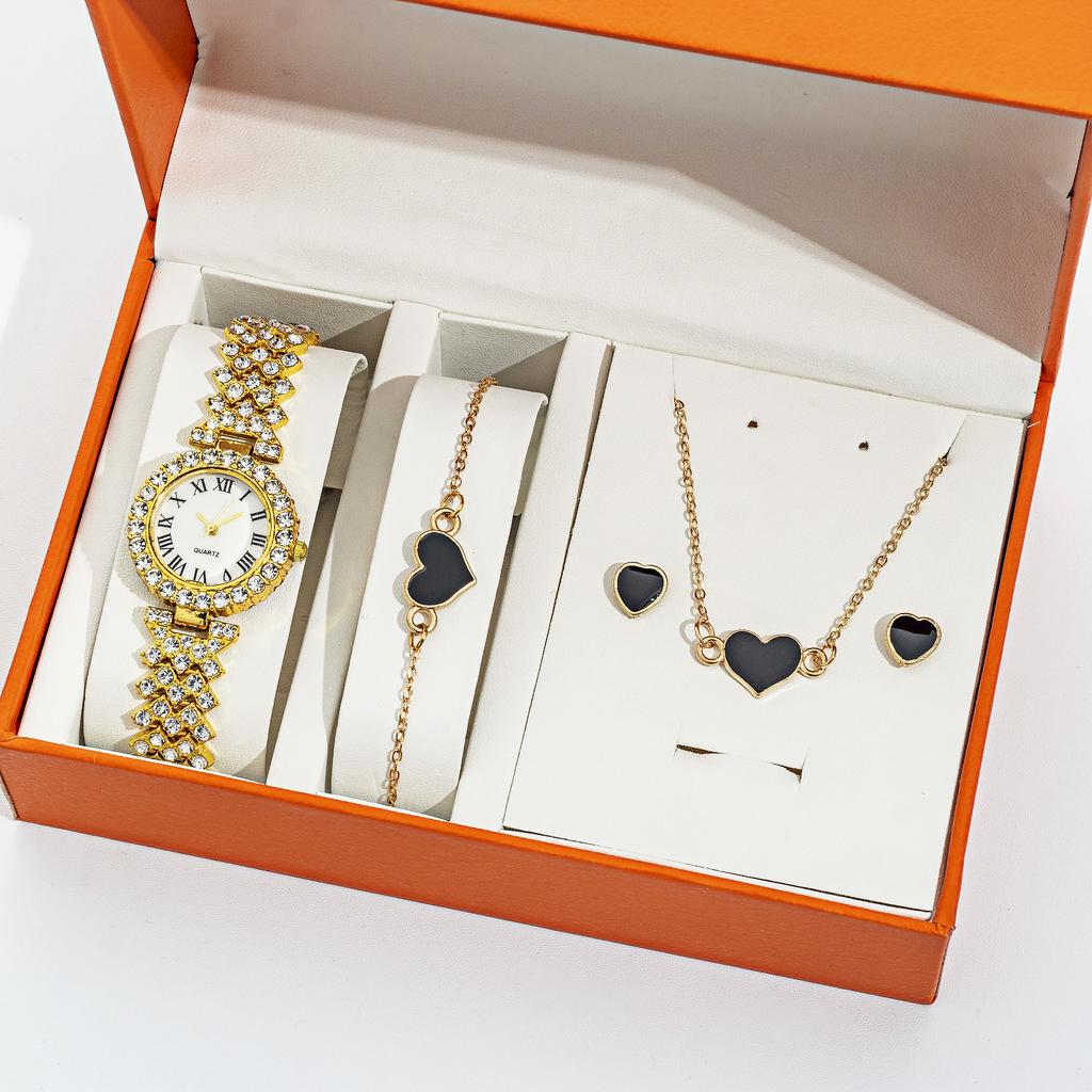 Romersk Diamantarmbandsur, Trendigt Kvartsarmbandsur Fullt med Diamanter