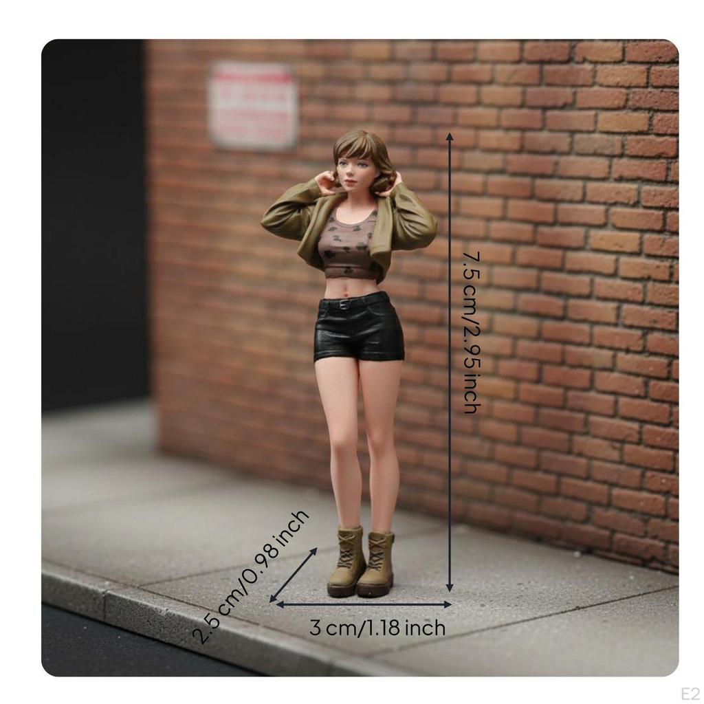 Miniature Standing Girl Figure High Detail Female Figurine Highly Detailed Diorama for