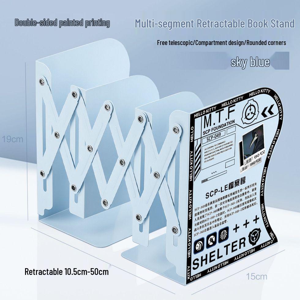 

Desk Organizer & Retractable Book Stand - Foldable Shelf & Clip, Gift for Students Thickened Metal Retractable Bookshelf