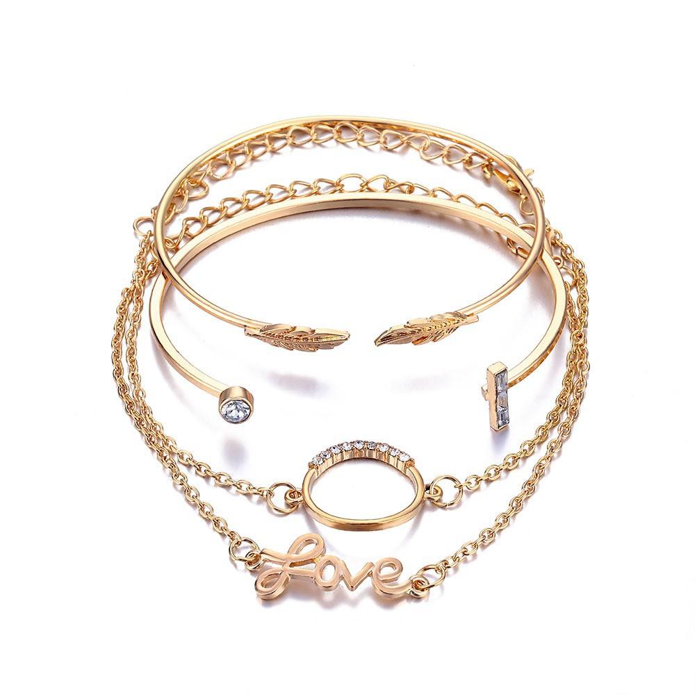 Retro Thick Chain Bracelet Set - Retro Bracelets - Women's Hand Chain Set