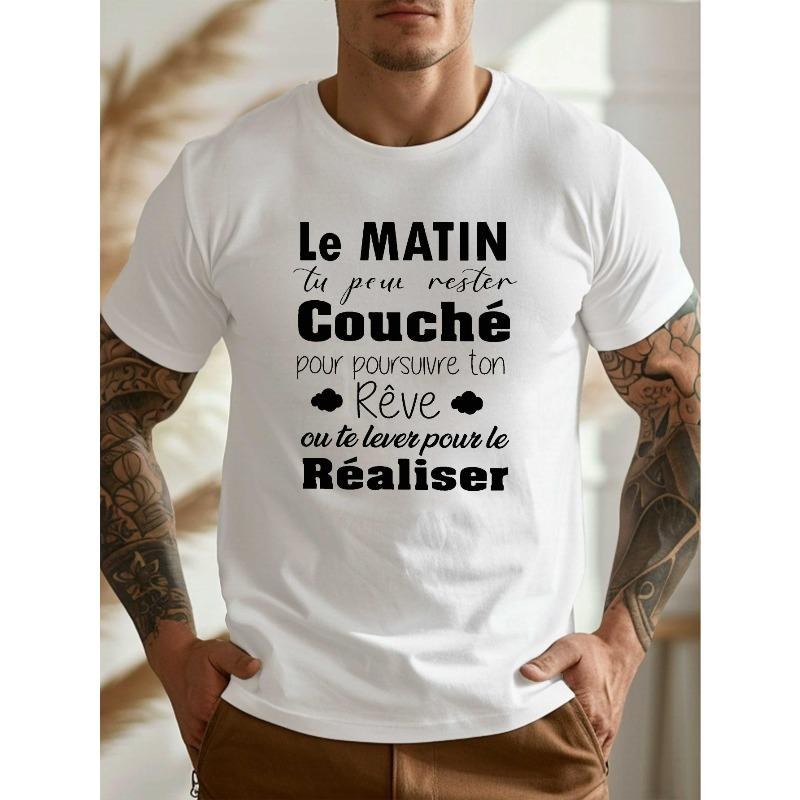 European sizes Amusing French Humour Amusing Interesting French Print, Men s Round Crew Neck Short Sleeve Tee S белый