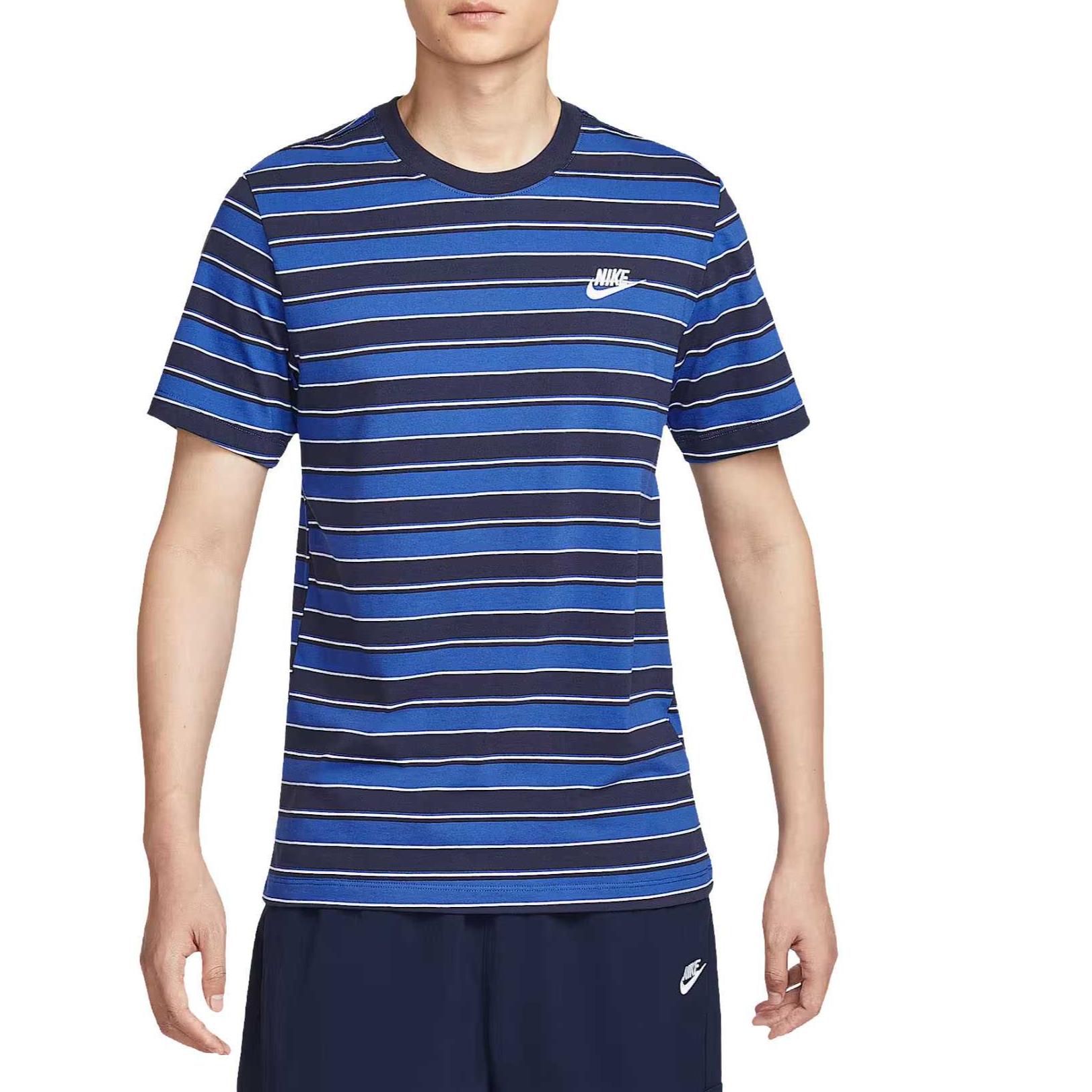 

Nike Клубный кэжуал Модный Простой Универсальный Полосатый Мужской Топ с Коротким Рукавом HJ0551-451 L