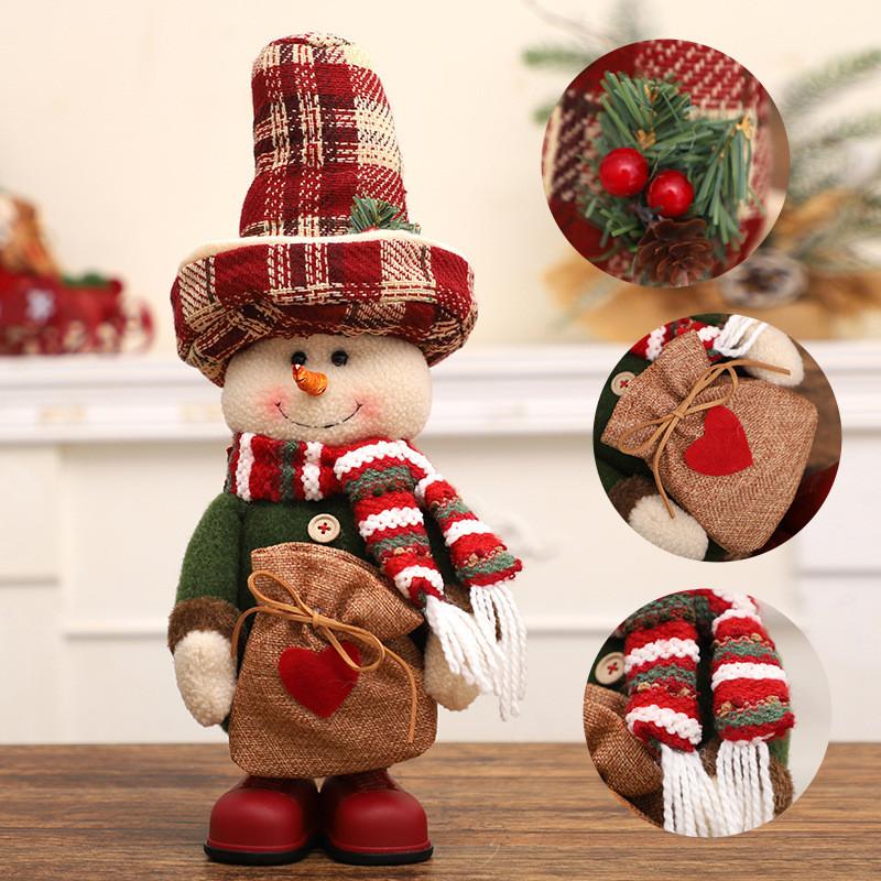 Non-Toxic 14.9Inch Gunny Burlap Top Hats Standing Figures Christmas Ornaments Dolls Santa Claus Snowmen Home Decoration