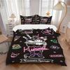 3pcs Charming Kuromi Printed Quilt Set - Includes 1 Quilt Cover and 2 Pillowcases, Machine Washable - Suitable for All Seasons.S003