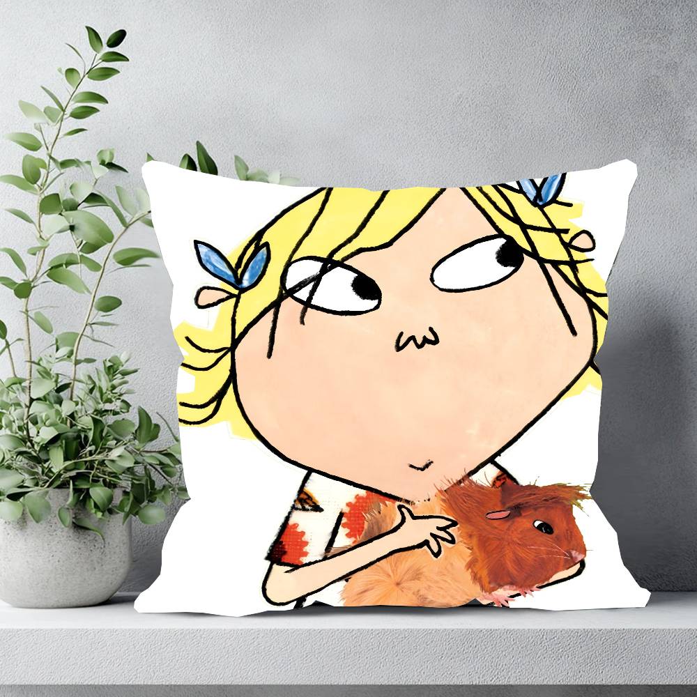 

Anime C-Charlie And Lola Pillow Case Sofa Cushion Cover Room Home Decoration 12x12Inch