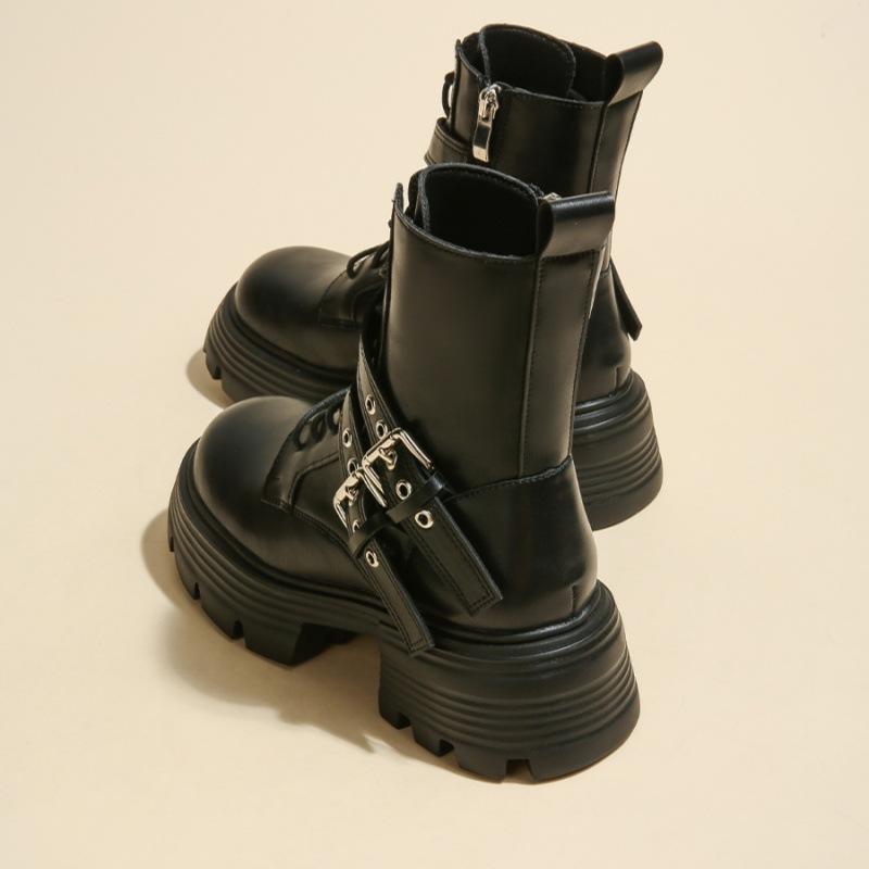 Platform Martin boots women's spring and autumn 2025 new thick heel British punk locomotive boots small height-increasing short boots summer