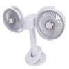 Double Head Clip On Fan Rechargeable Dual Brushless Motor 360 degrees  Rotation Desk Cooling Fan with LED Light