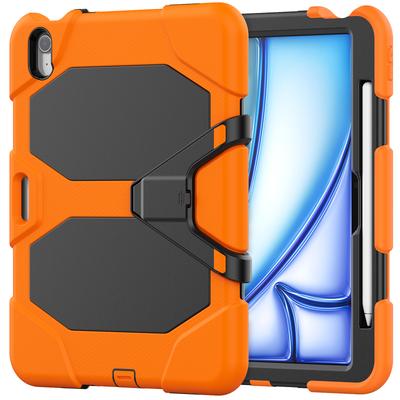 For iPad Air 11 (2025)/(2024) Case with Built-In Screen Protector Kickstand PC + Silicone Tablet Cover