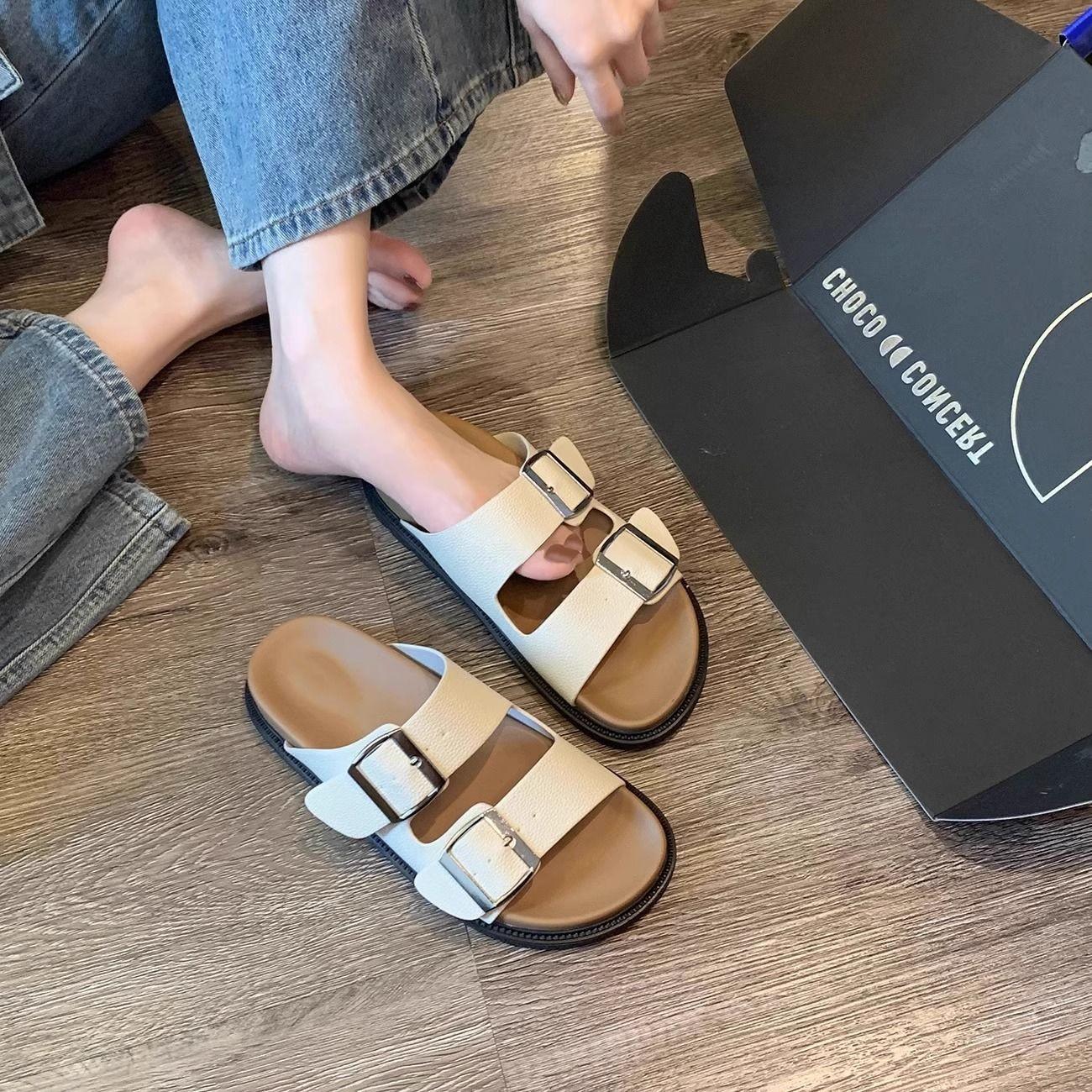 

Жіночі шльопанці на товстій підошві, нові, з пряжкою з риб ячим ротом, універсальні круті шльопанці 35 off білий колір