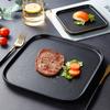 Assiette Carrée Givrée Japonaise, Assiette Rectangulaire en Céramique Cristal Noir, Assiette Créative pour Restaurant Occidental Sushi, Assiette pour Plat Maison, Assiette à Steak