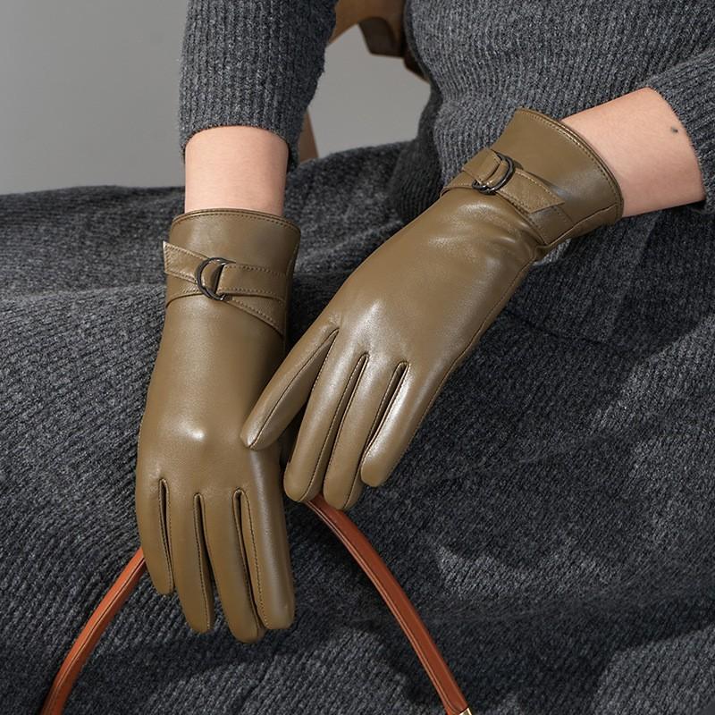 Womens Winter Genuine Lambskin Gloves Touchscreen Warm Windproof Driving Cycling