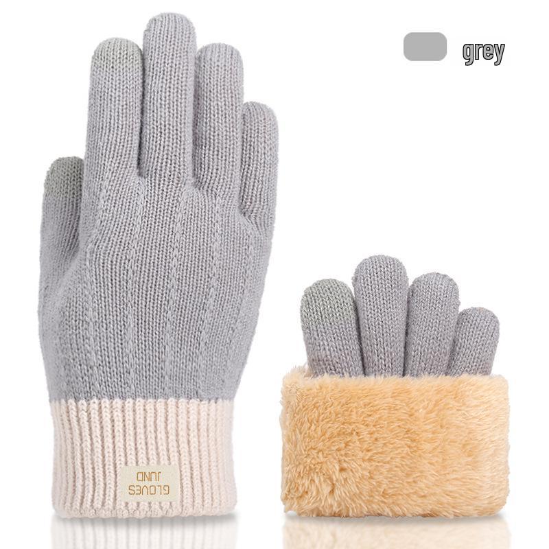 Women's Winter Knitted Gloves, Double-Layer Velvet, Thickened, Cold-Proof, Warm, Touchscreen, Perfect for Outdoor Cycling.