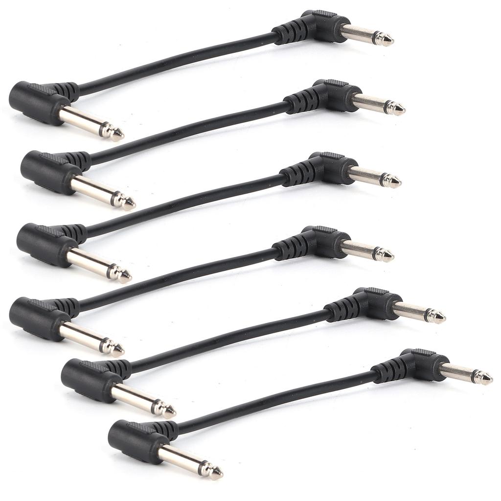 6PCS Guitar Effect Pedal Cables 6.35mm Elbow Right Angle Connector Head 6in Length