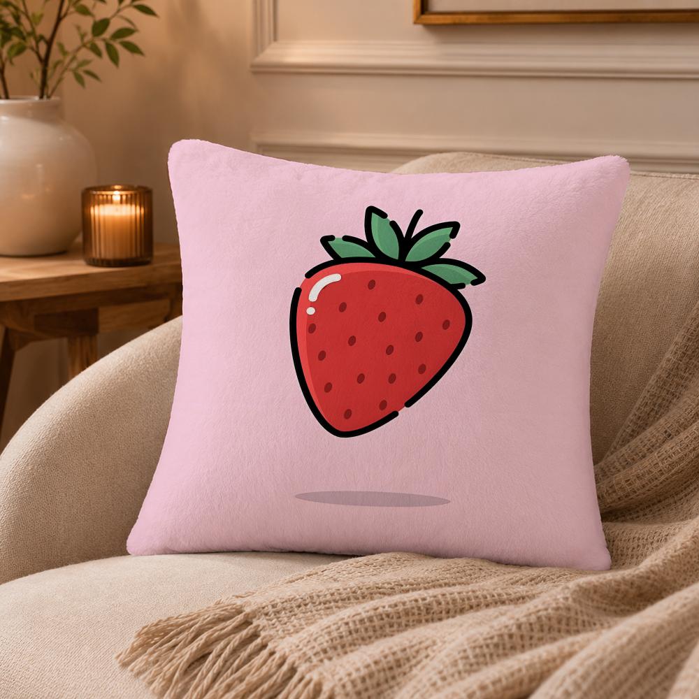 Strawberries Cushion Cover Anti-dustmite Pillowcase Invisible Zipper Silky Short Plush Sofa Cushion Cover