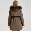 Fashion Winter Coat Female Long Parkas Hooded Detachable Sleeves Faux Fur Collar Thick Warm Women's Jackets