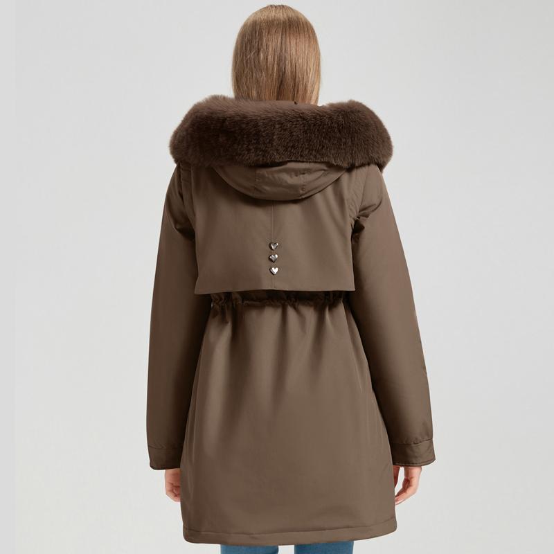 Fashion Winter Coat Female Long Parkas Hooded Detachable Sleeves Faux Fur Collar Thick Warm Women's Jackets