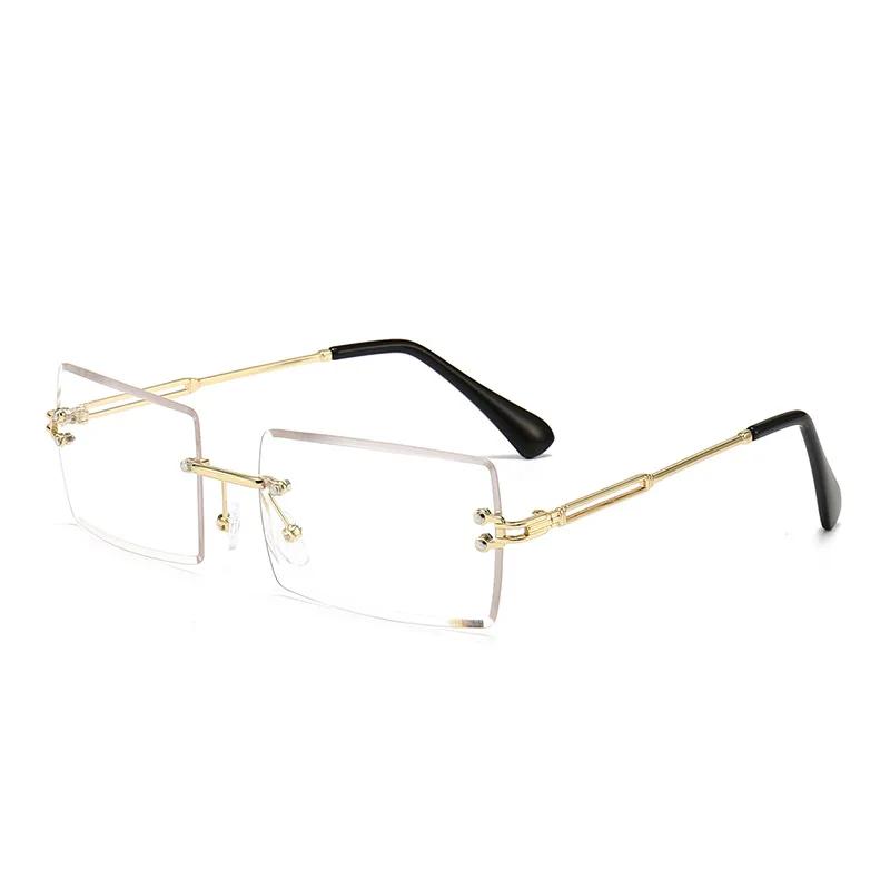 Vintage Brown Square Sunglasses Woman Luxury Brand Small Rectangle Sun Glasses Female Gradient Mirror Rimless Oculos De Sol