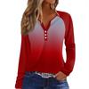 Women's T Shirt Print Button Long Sleeve Daily Weekend Fashion Basic V- Neck Regular Top