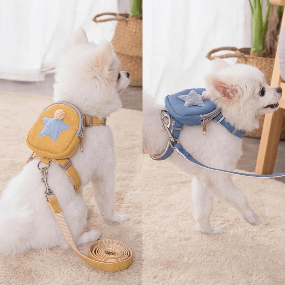 Escape Proof Dog Leash Adjustable Small Dog Harness Cute Star Pattern Dog Harness  Street Walk