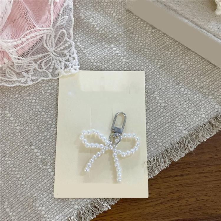 Pearl Bowknot Keychain Decorations Keyring Hanging Ornament for Backpack Handbag