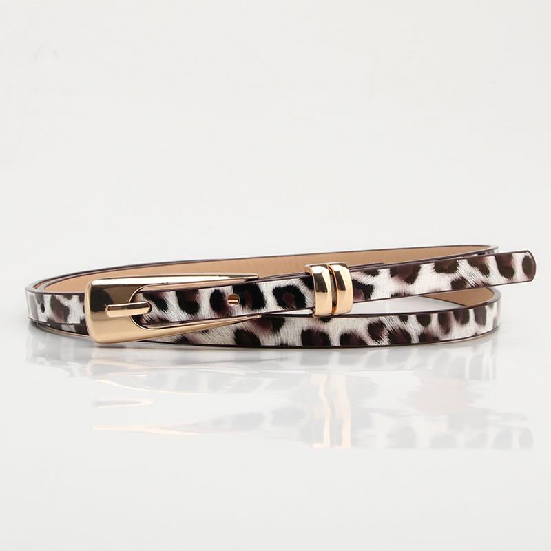 

Leopard Print Thin Faux Leather Belt With Alloy Pin Closure For Elegant Office Style Leopard White