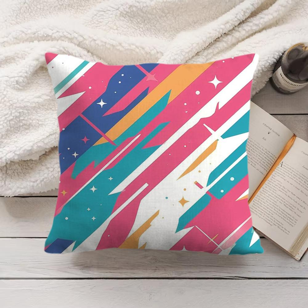 Classic Striped Cushion Cover Short Plush DoubleSided Printing Home Machine Washable in Warm Winter Pillow Cover