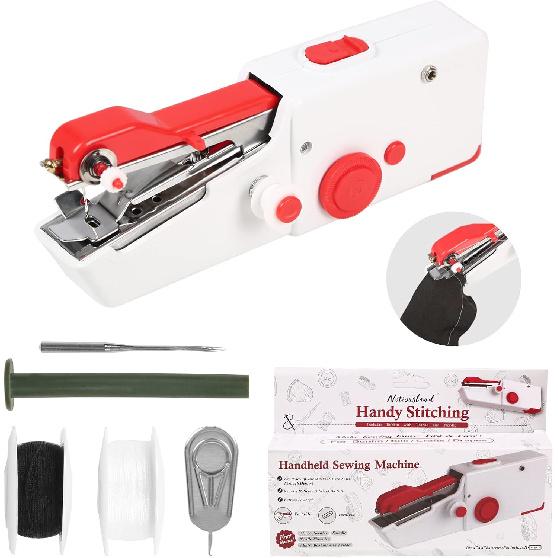 Handheld Sewing Machine Hand Sewing Machine Mini Handy Cordless Portable Sewing Machine Quick Repairing Stitch Tool for Beginners, Fabric, DIY,
