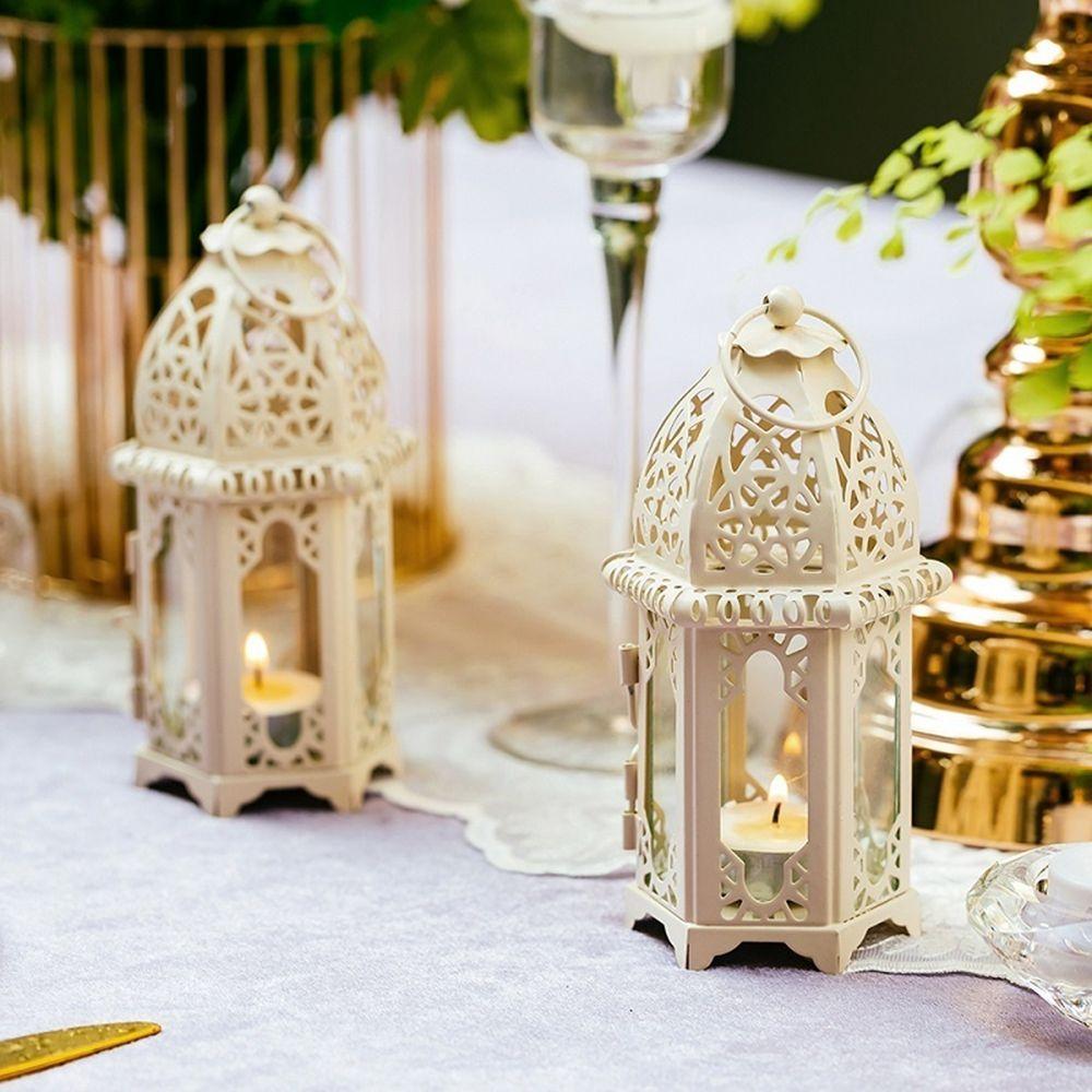 Vintage Hanging European Wind Lamp Iron Glass Candlestick Candle Lantern Candle Holders Home Decor