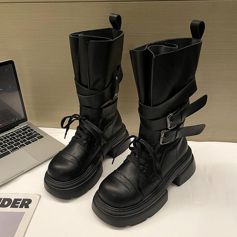 Retro British style Martin boots women's 2025 spring and summer new thick heel belt buckle short boots locomotive boots versatile single boots tide