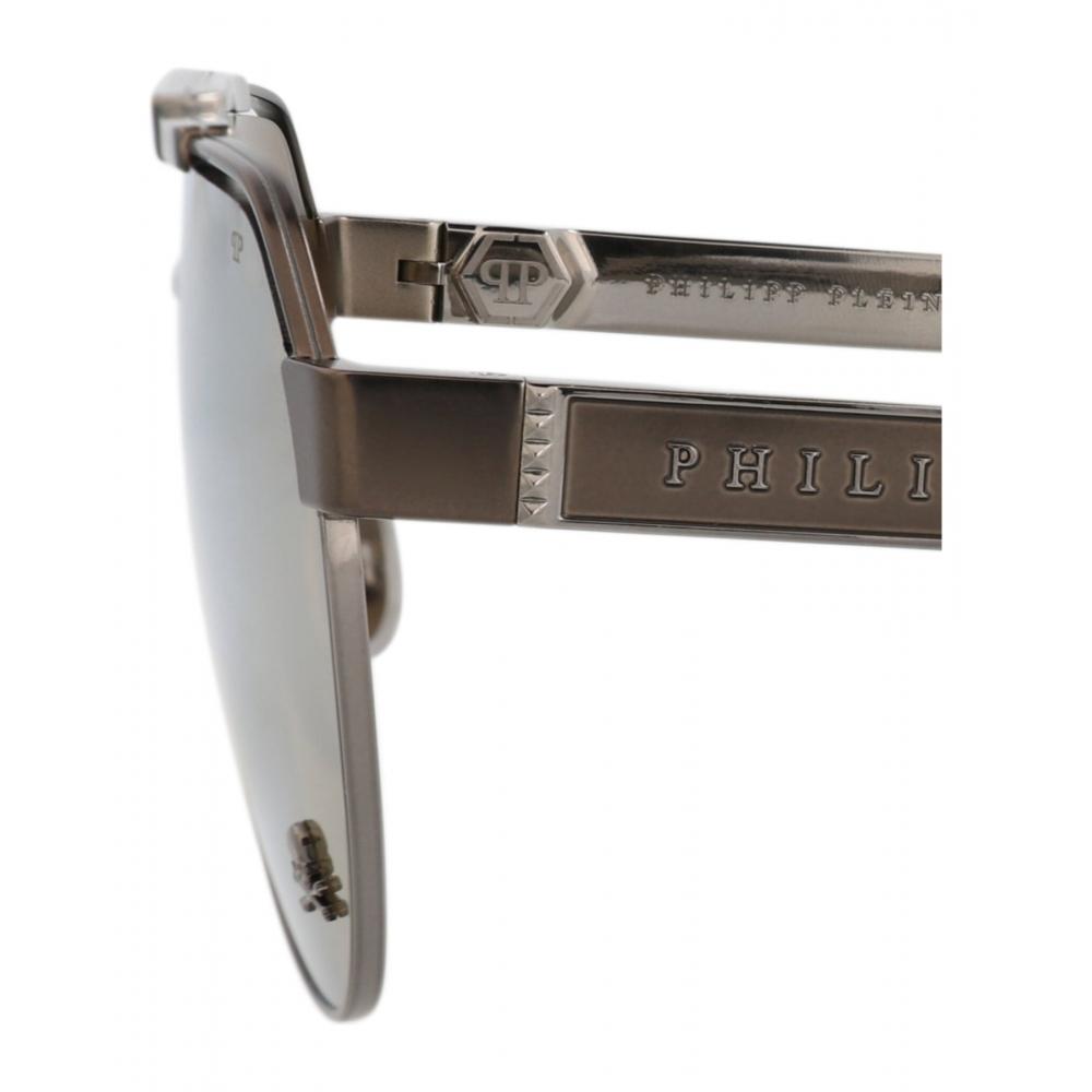 Philipp Plein Aviator Frame Acetate Sunglasses Gunmetal Brown