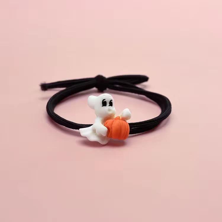 Halloween Pumpkin Ghost Hair Ties for Kids – Cartoon Rubber Bands for Girls' Hair Accessories and Bracelets