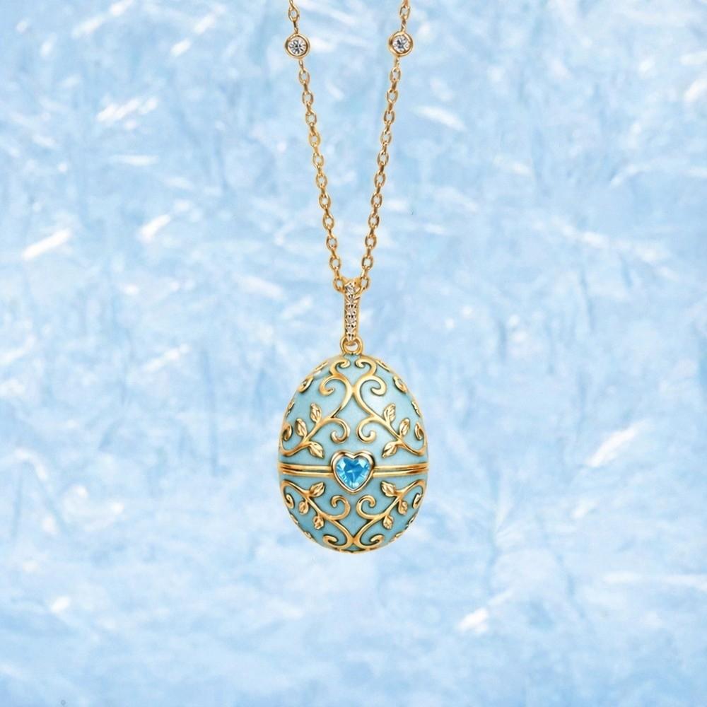 Flower Opening Chain Choker Surprise Heart Clavicle Chain Enamel Egg Necklace Gift for Friends Mom