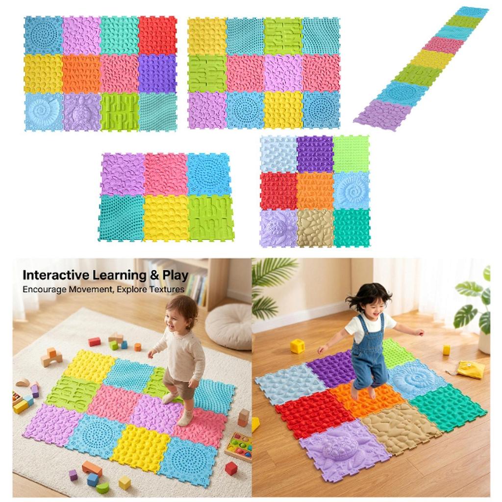 Massage Game Mat Sensory Tiles Floors for Autism Room Kids Adult 8Pcs