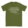 Mens TShirts The measure of intelligence is the ability to change Vintage Cotton Tees Short Sleeve  T Shirts O Neck Clothes
