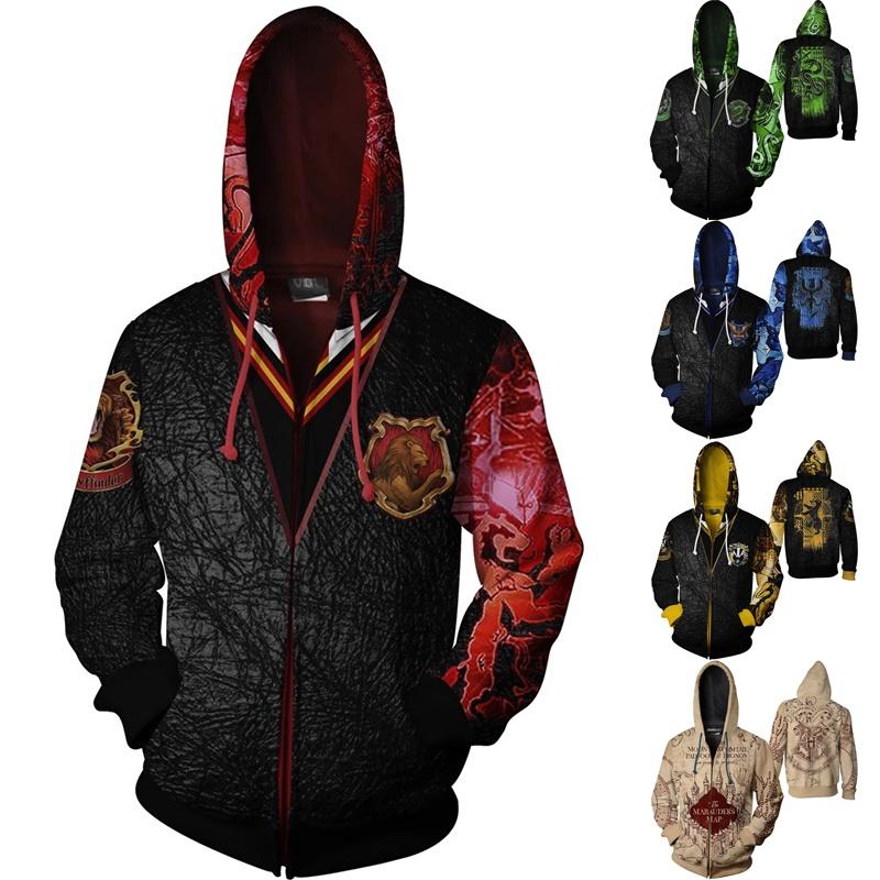 Harry 3d Potter Sweater Zipper Hooded Sportswear Cosplay Sweatshirts Hoodies