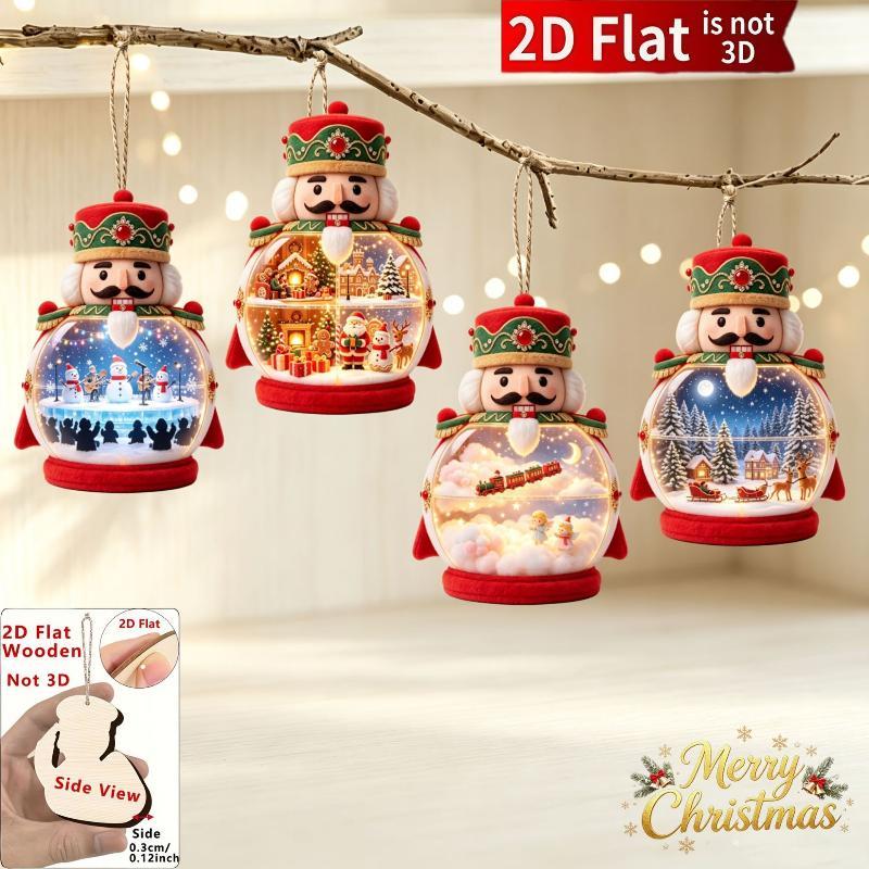 Set Of 10 Wooden Nutcracker-Themed Hanging Ornaments With Strings – Festive Holiday Tree & Party Decorations