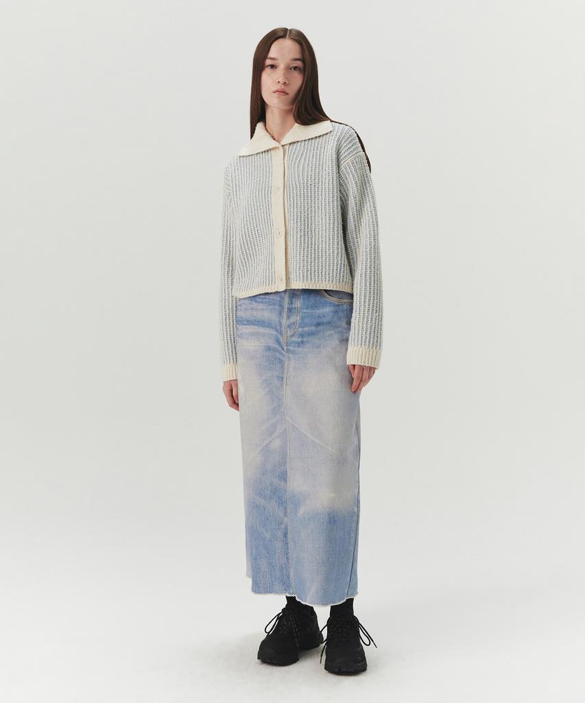 Levar Tucking Reversible Knit Cardigan - Light Blue