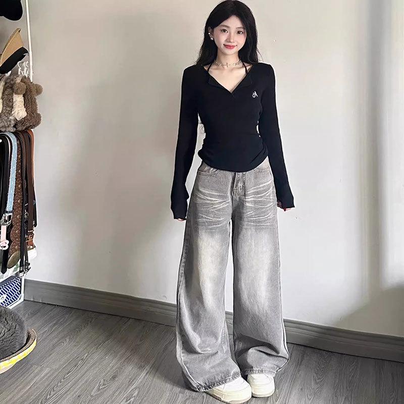Women s Slimming V-Neck Long-Sleeve Bodycon Shirt - Autumn/Winter Style Medium