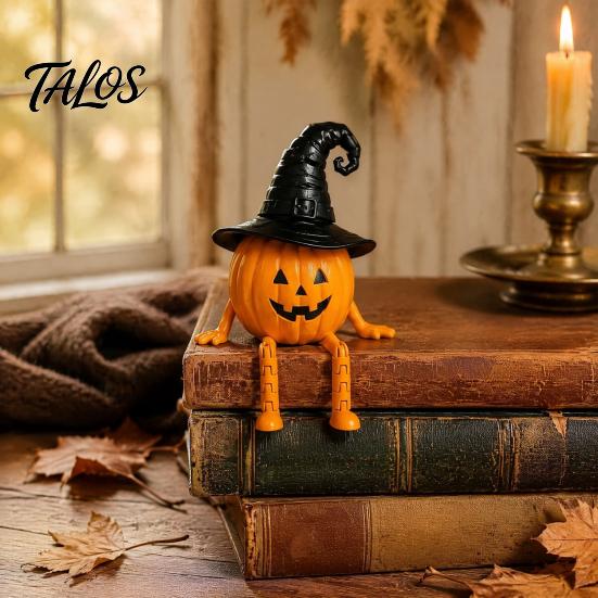 Handmade Vivid Character Statues 3D Printed Halloween Decoration, Cute Ghost Pumpkin Figurine with Holiday Party Atmosphere Ornaments Movable