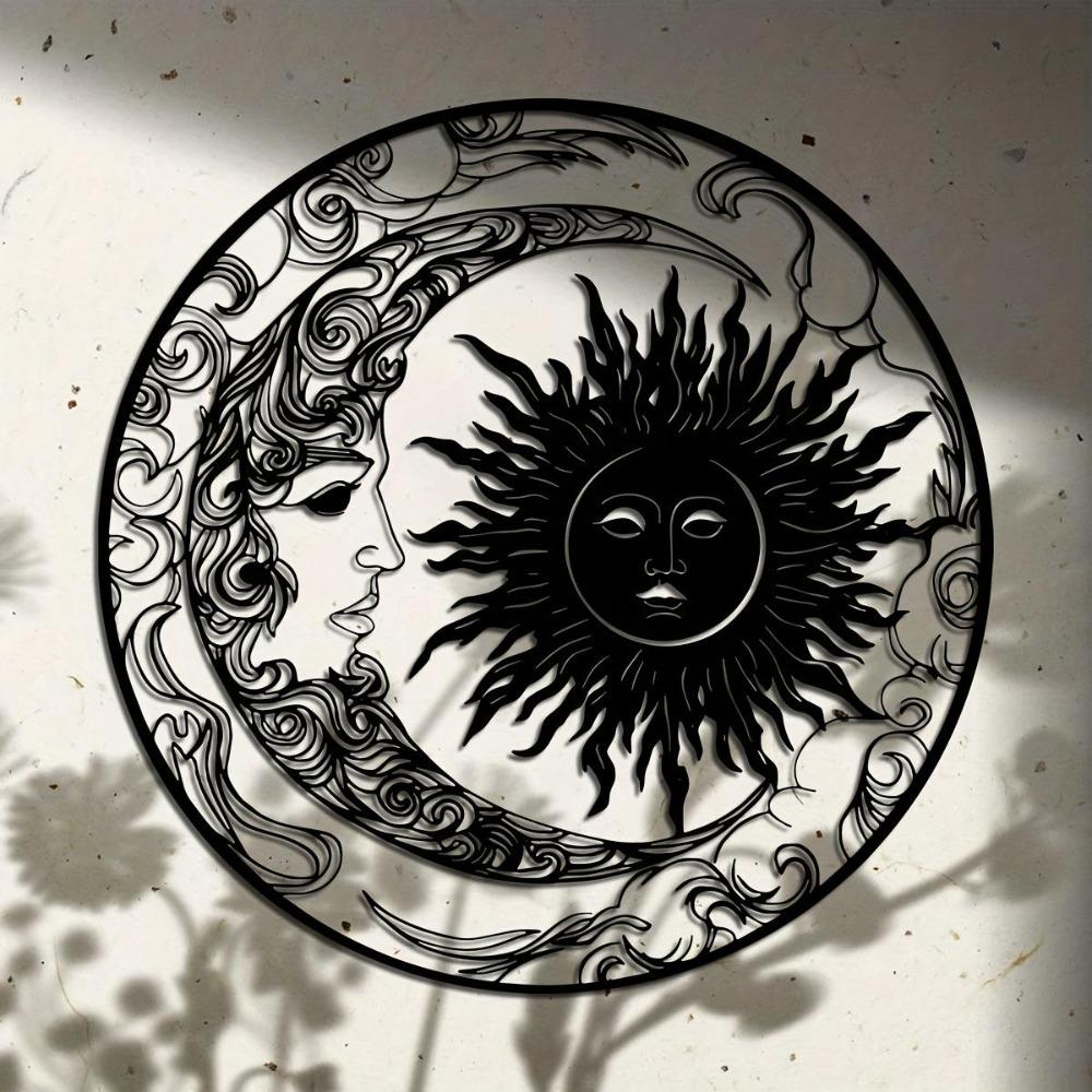 Sun and Moon Metal Wall Art Sculpture 15.75 Inch Intricate Design Home Decor Gift Housewarming Wedding
